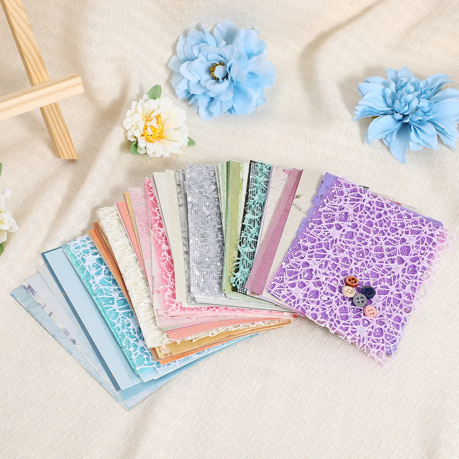 

6 наборов текстурированной бумаги для скрапбукинга, фоновые листы для джанк-журналов, декоративные сетчатые листы с кружевом, для DIY-планировщиков, ретро-творчества и скрапбукинга