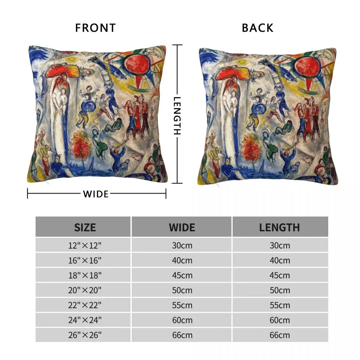 Marc Chagall Surrealism Square Pillowcase Polyester Linen Velvet Pattern Zip Decor Pillow Case Bed Cushion Cover