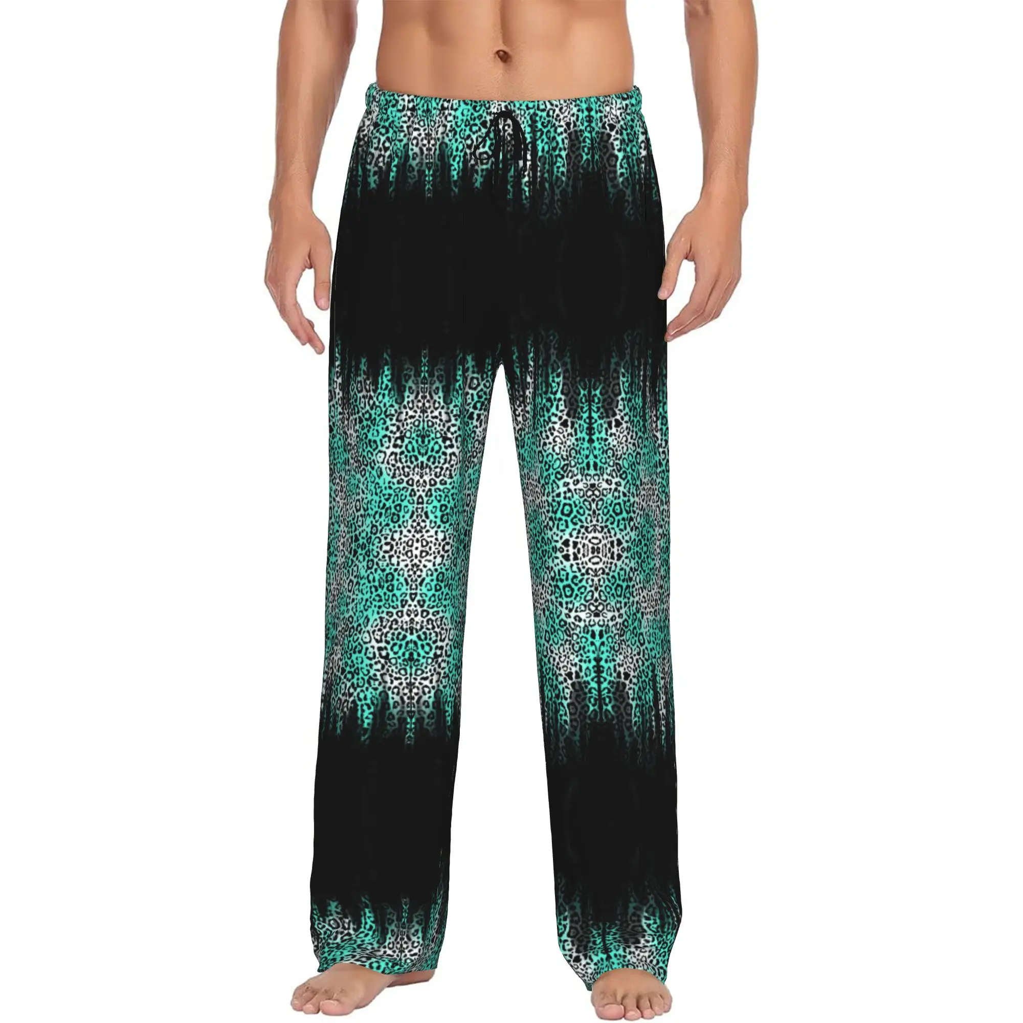 Custom Printed Men Leopard Print Colorful Pajama Pants  Sleepwear Sleep Lounge Bottoms with Pockets