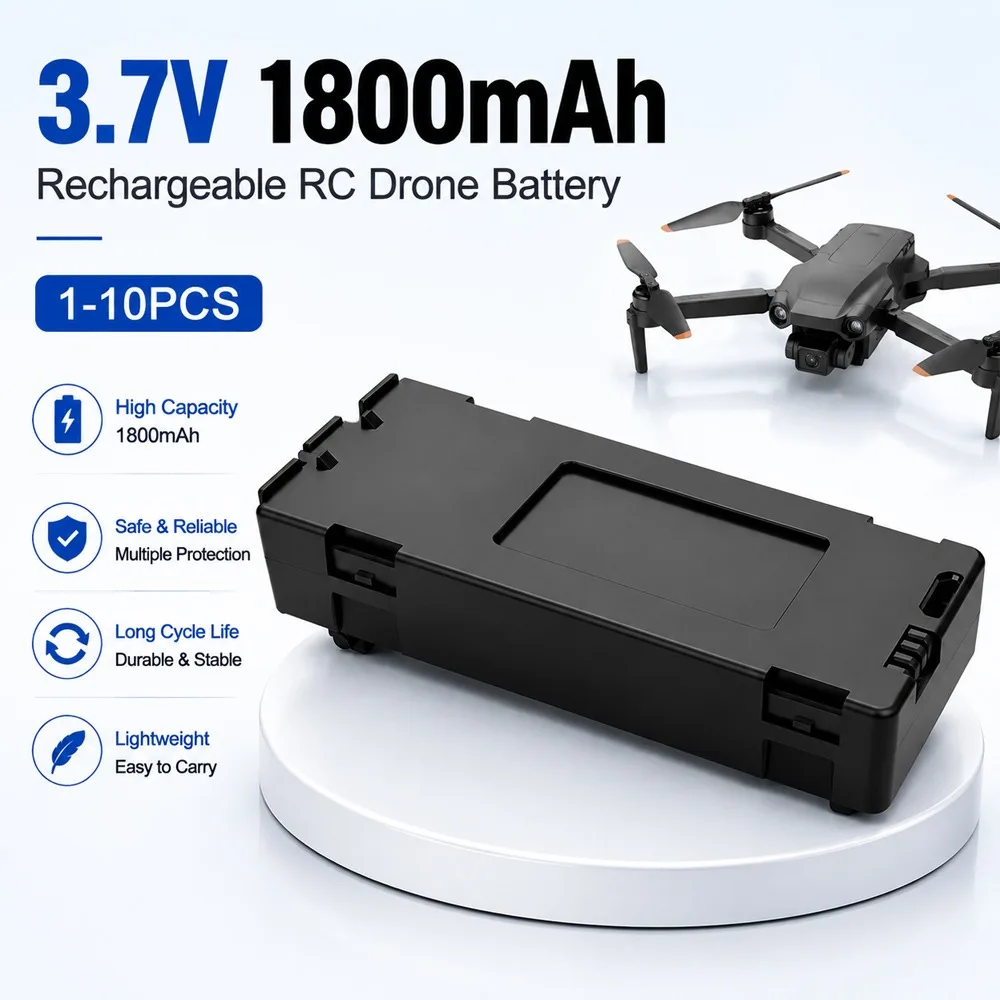 3.7V 1800mAh Rechargeable RC Drone Battery for E88 E99 P1 K3 P10 A13 S98 E525 High Magnification High-Endurance Drone Batteries