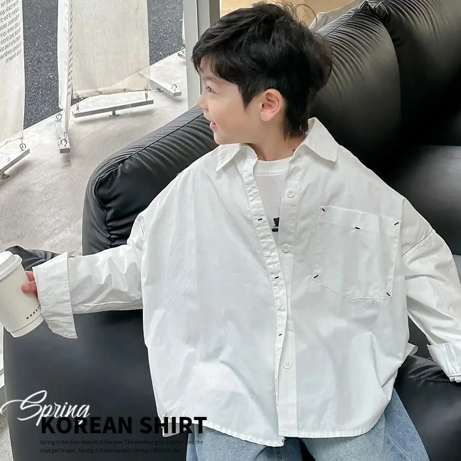 Children's Long Sleeve Shirt Spring and Autumn New Versatile Western Style Boys' Casual Loose Top Shirt