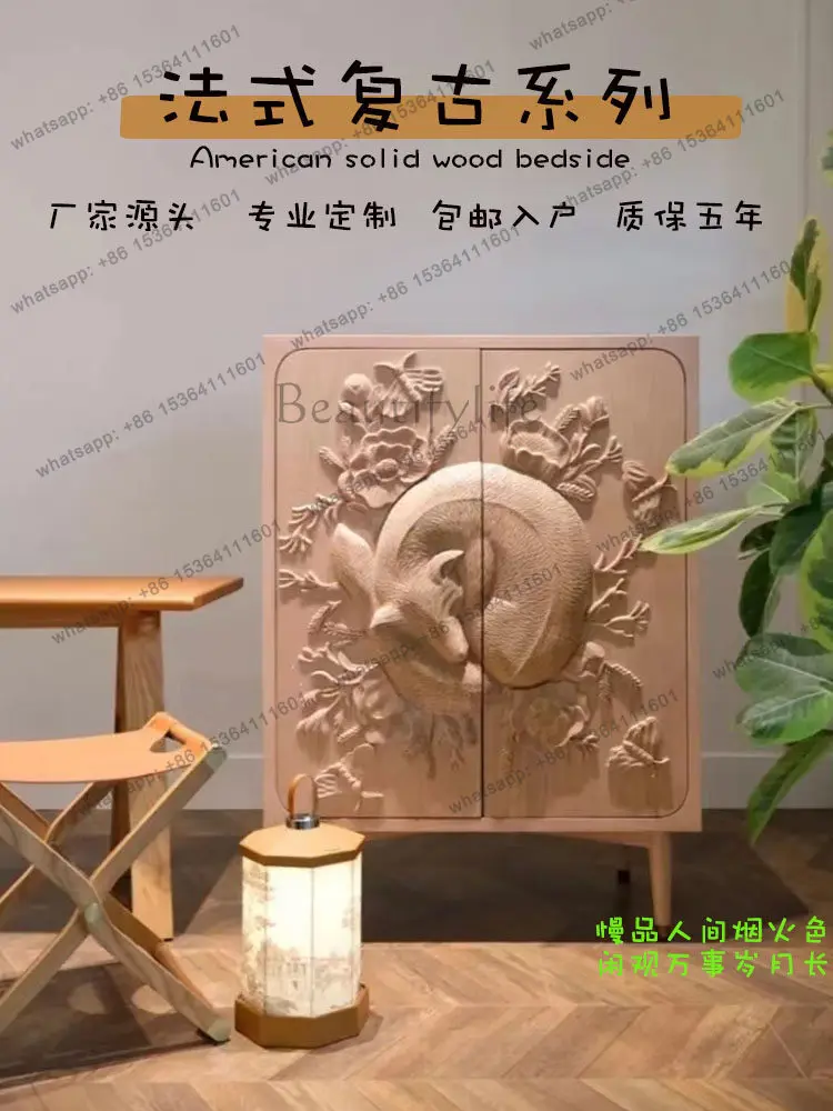 

Entry entrance Solid wood French retro living room Shoe cabinet Locker Premium sense