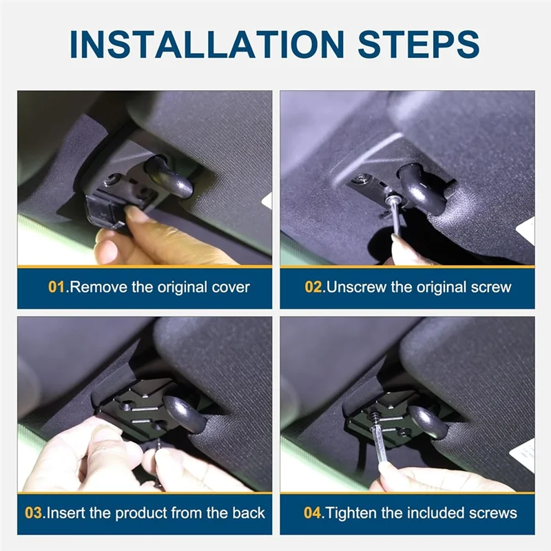 XMSJ-For RAM 1500 2019-2023 Sun Visor Repair Kit- Aluminum Alloy Clip Set(2 Pack) For Truck Sunshade Installation - view 5