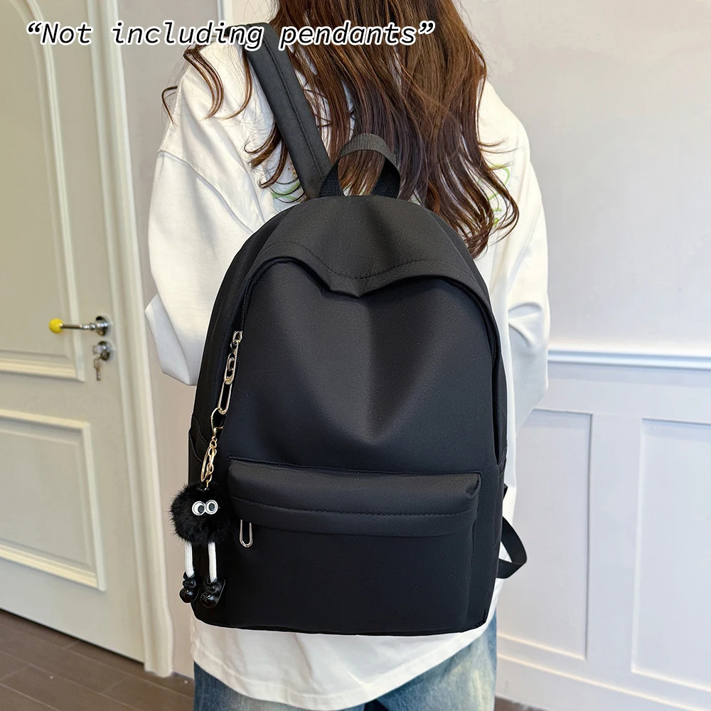 Backpack, Backpack, Large Capacity Korean Version, Instagram Style, Simple and Versatile, Solid Color, Trendy Backpack