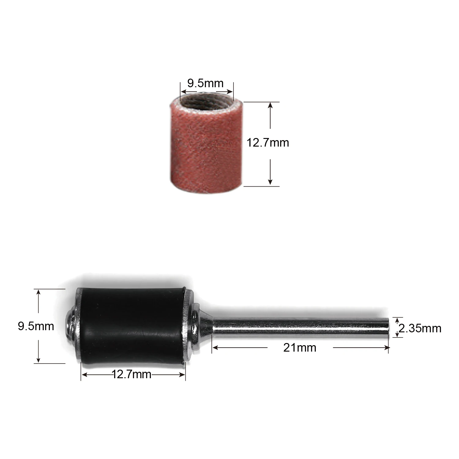 103PCS Grit 600 Sanding Drum Set 9.5mm Sanding Bands with 2.35mm or 3.17mm Sanding Mandrels For Dremel Rotary Tools