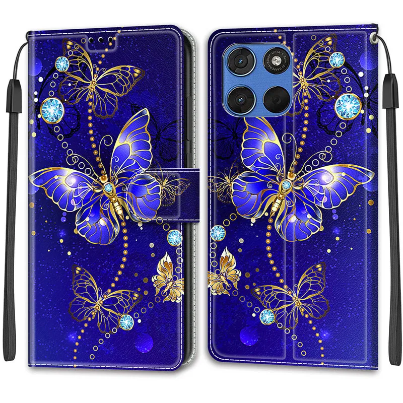 Etui z klapką z motywem kwiatowym na Motorola MOTO G17 G57 G67 G77 Power G 17 57 5G, skórzane etui portfelowe z funkcją podstawki, pokrowiec w formie książki. — zdjęcie produktu 3