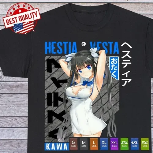 Hestia T-shirt The DanMachi  Cute Anime Sexy Waifu Shirt Gothic Lewd Otaku
