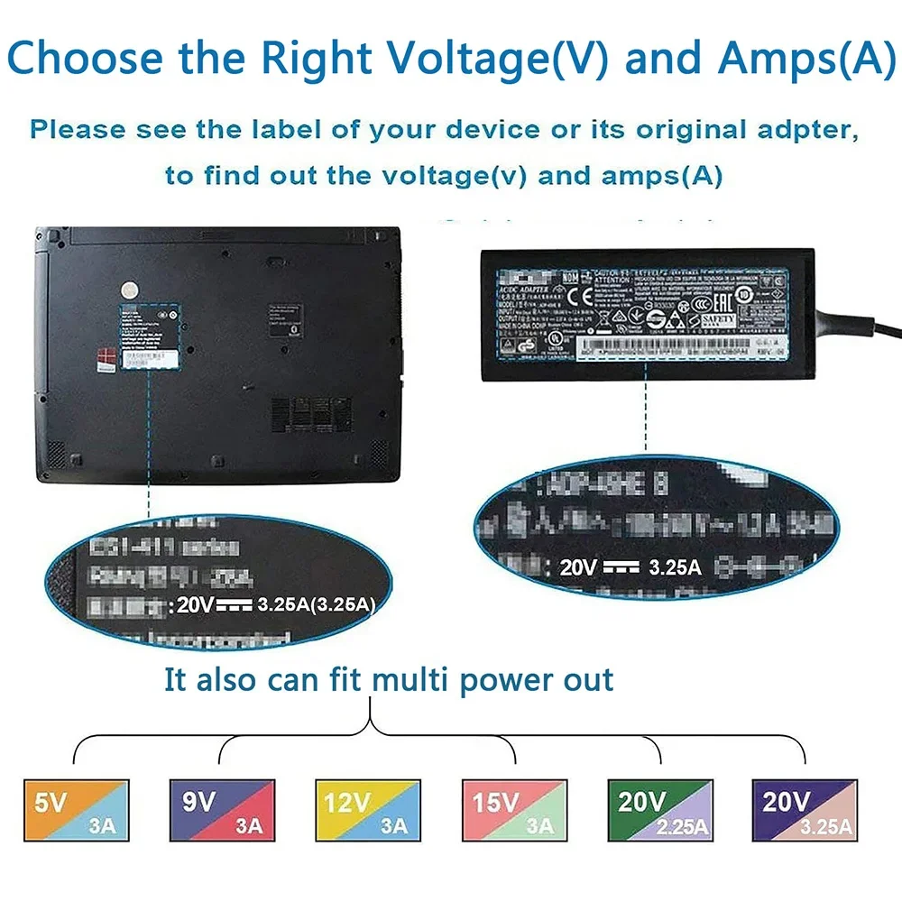 65W 20V 3.25A TYPE-C Laptop Ac Adapter Charger For Lenovo Edge L13 L14 L380 L390 L480 L490 L580 L590,IdeaPad 730s-13