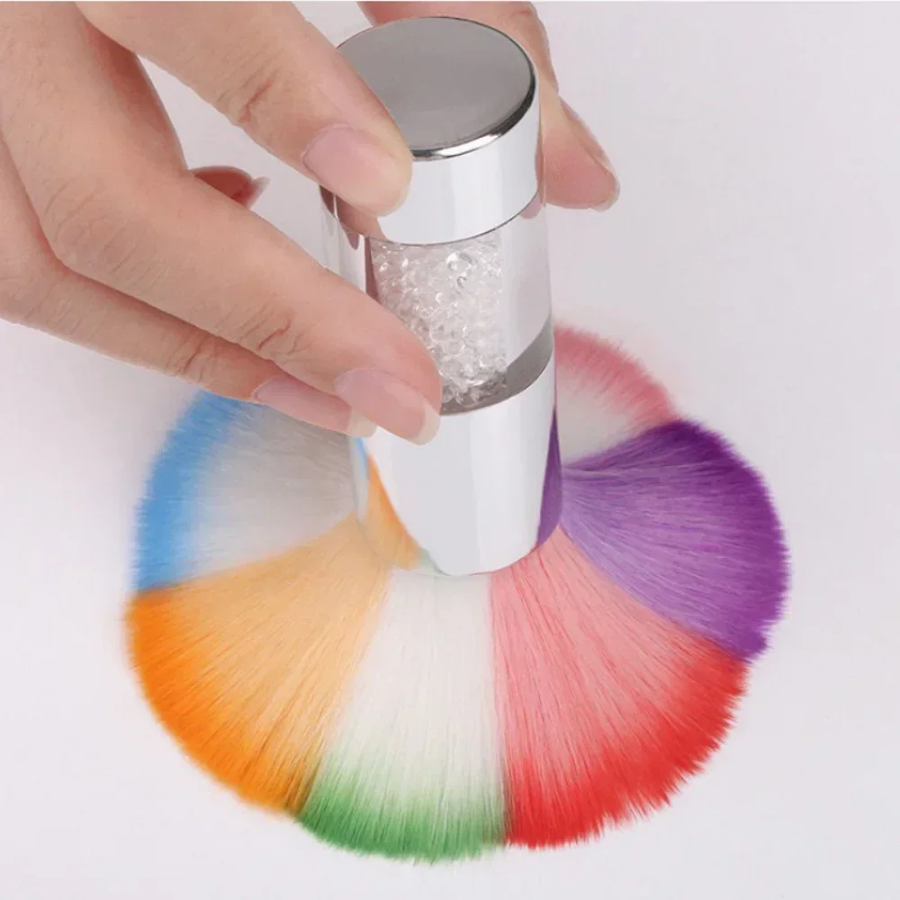 Rainbow Nail Art Dust Brush Soft Glitter Powder Remover Makeup Brushes Acrylic UV Gel Polish Powder Cleaning Tool Manicure Tools