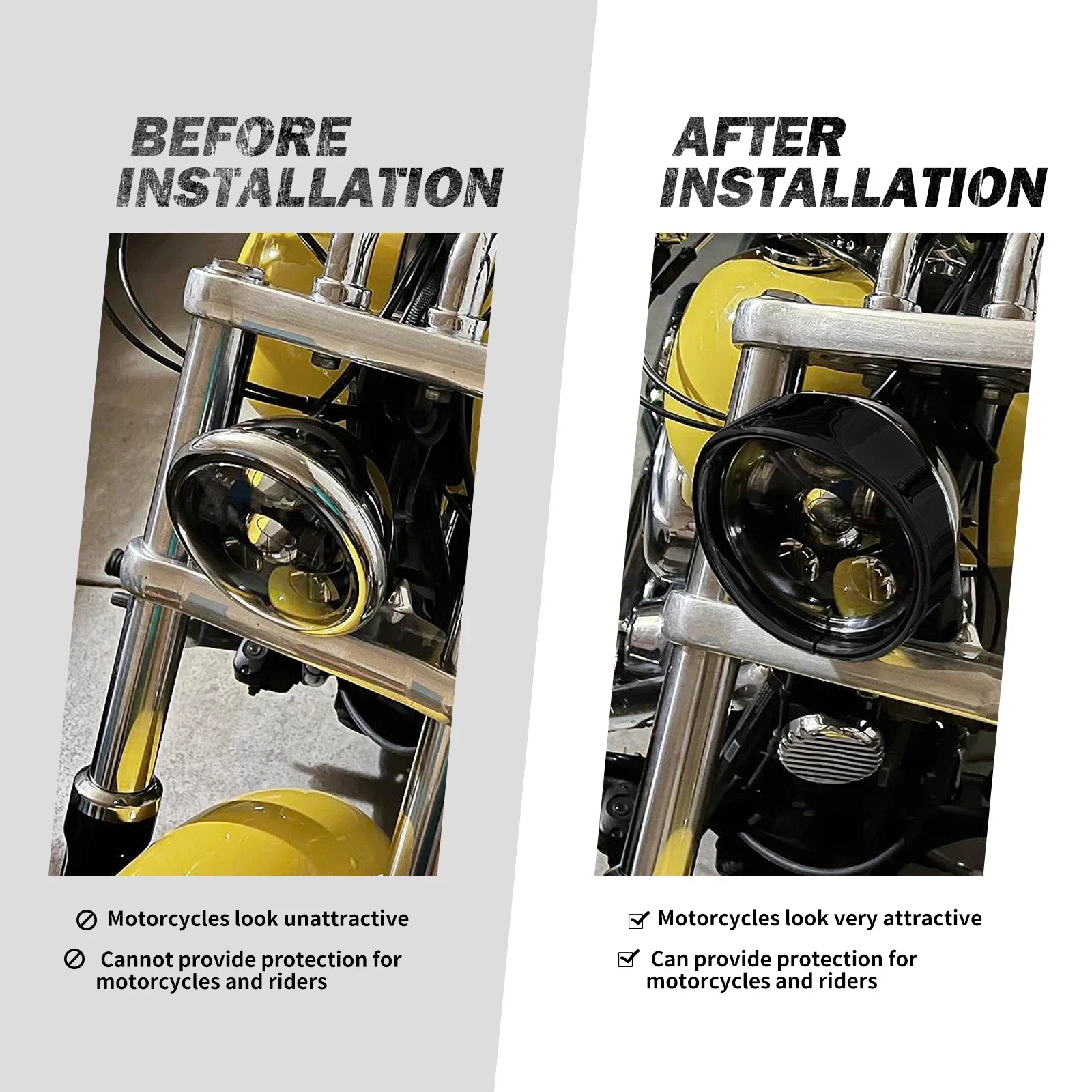 5.75" Motorcycle Headlight Decorate Trim Ring Visor Silver For Harley Sportster  883 1200 Dyna FXDB FXSE FXD Softail FXST FXSB - Image 2