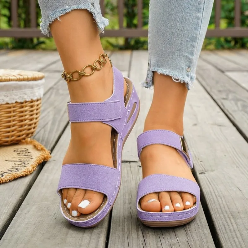 2026 New Women's Summer Fashion Sandals Fashion Casual Round Toe Wedge Fish Mouth Sports Sandals for Women