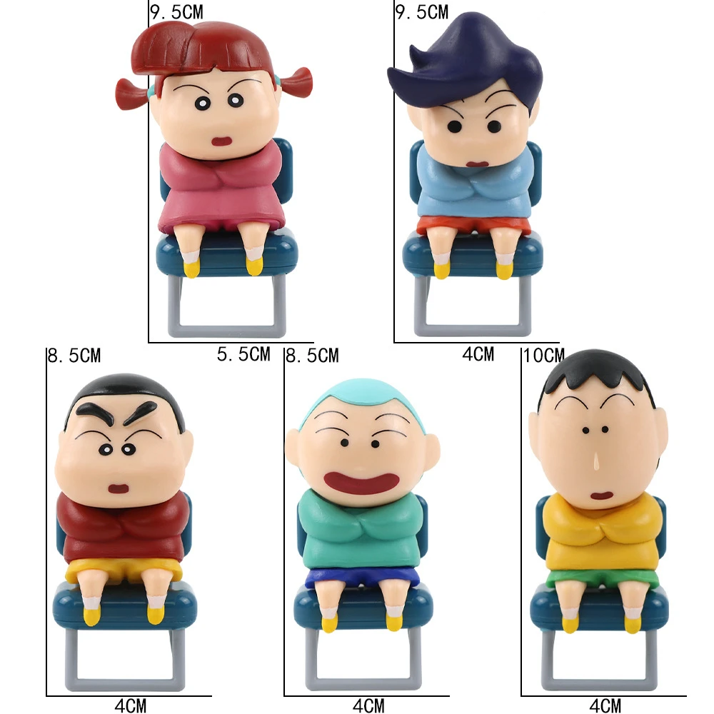 5pcs/set Anime Crayon Shin-chan kawaii Action Figures PVC Model Statue Desk Decor Car ornaments Computer Case doll Toy Gifts