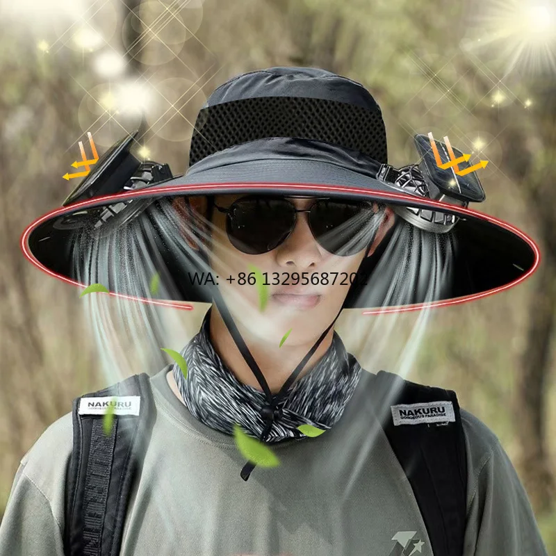 

Double Fans Outdoor Fishing Cap Solar & USB Charging Fan Cooling Hat Fisherman's Hat Sun Hat for Summer Outdoor