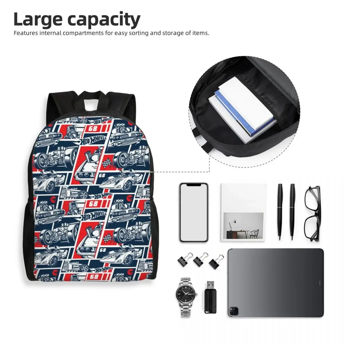 Custom Hot-Wheels Racing Tracks Travel Backpack Women Men School Laptop Bookbag College Student Daypack Bags