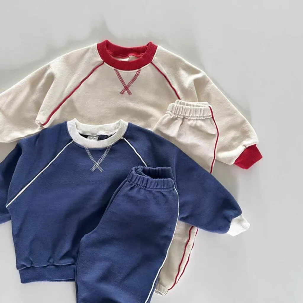 Ensemble sweat-shirt et pantalon à manches longues pour enfants, sweats décontractés pour bébés, tenues sportives pour tout-petits, vêtements pour