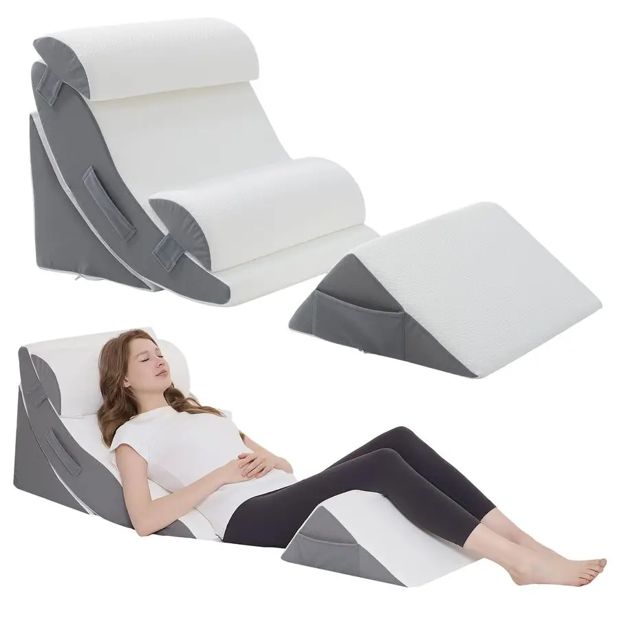 

Pillow Set for After Surgery 5PCS Orthopedic Bed Wedge Pillow Set for Sleeping, Body, Back and Leg Pain Relief Comfortable amp A