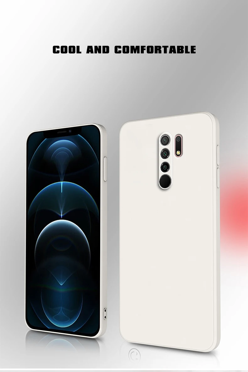 Original Square Liquid Silicone Case for Xiaomi Redmi 9 9A 9i 9T Power Camera Protective Cute Phone Back Cover Redmi9 T Fundas