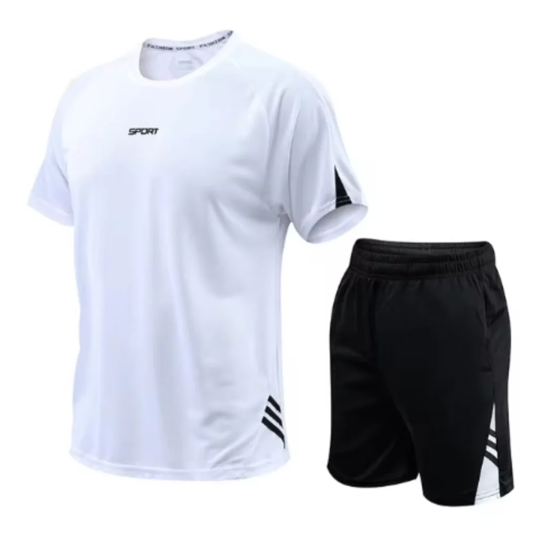 Sports suit men\'s summer short sleeved quick drying running clothes basketball football summer training fitness clothes morning