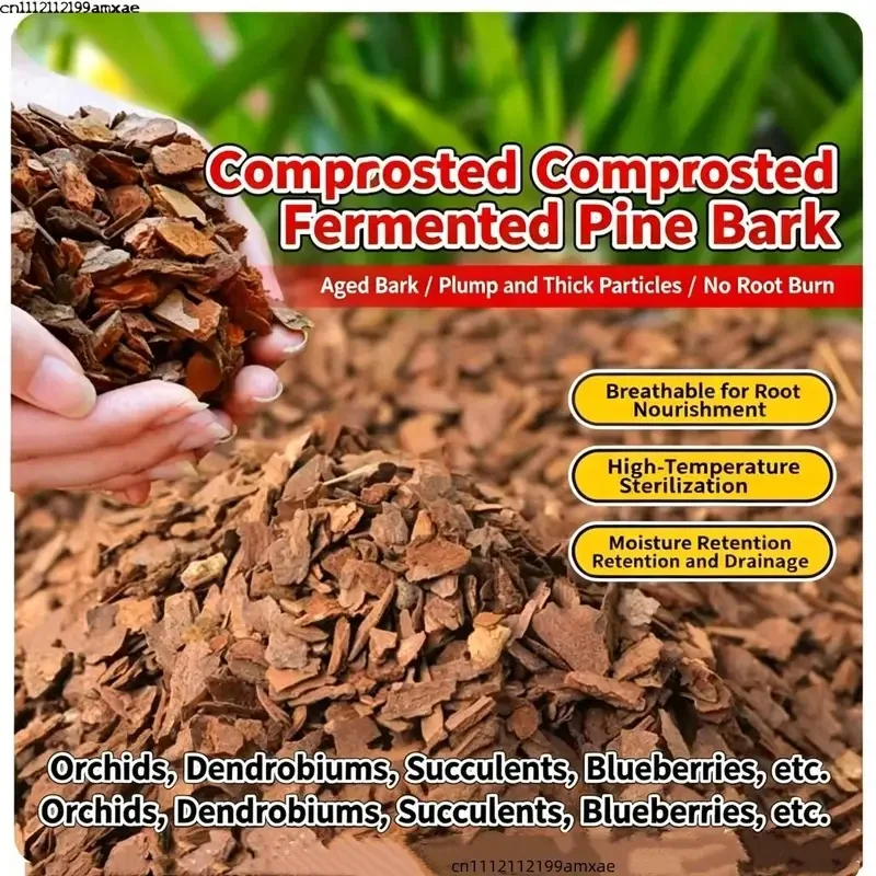 Fermented Pine Bark Mulch, Organic Pine Nuggets for Orchid, Succulent, Bonsai, Blueberry & Garden Soil Amendment 500g