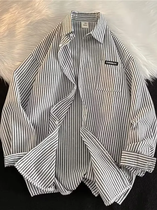 

Men's Casual Striped irt Long Sve Basic Fit Busin Casual Polyester Autumn New Sle Button up irt Regular Length