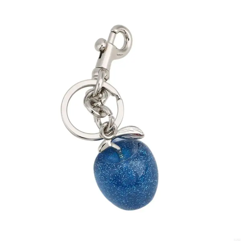 62KE Fashionable Blue Apples Keychain Unique Blue Apples Keychain Easy to Carry Key Management Holder for Bag Hangings