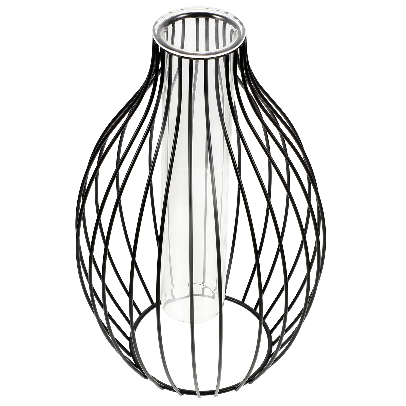 

Modern Hollow Iron Art Vase Decorative Flower Holder Nordic Style Glass Bud Vase Hydroponic Planter Home Garden Wedding Decor