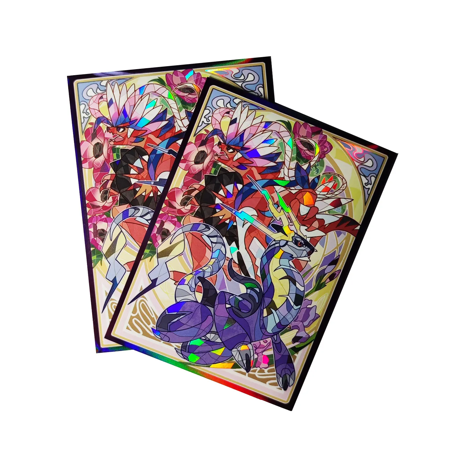 60PCS HOLO Anime Card Sleeves 66x91mm Board Game Cards Protector Card Shield Double Card Cover for PTCG/PKM/MGT WS Trading Cards