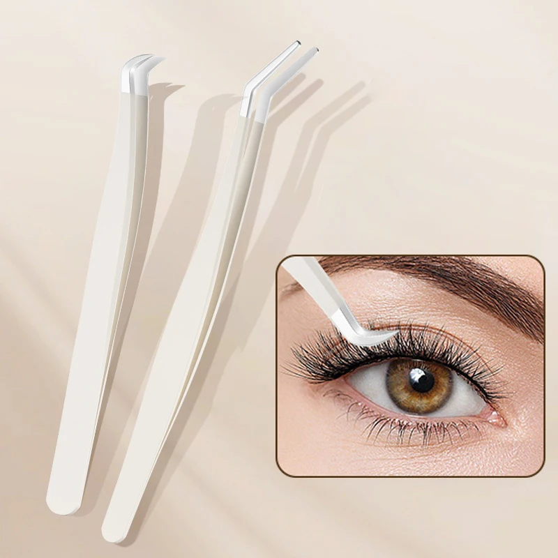 Multifunctional Tweezers Stainless Steel Eyelash Tweezers Grafting False Eyelash Patches False Eyelash Aids Portable Tweezers