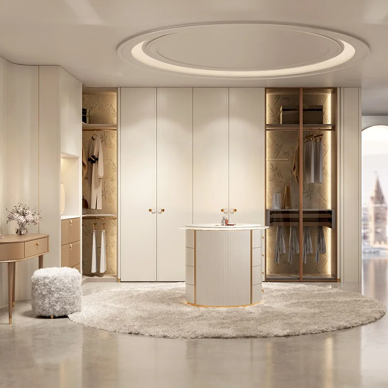 dq-Modern Bedroom Walk-in Closet with Island Furniture High Quality MDF Wood Foldable Extendable for Villa or Home for Hotels%