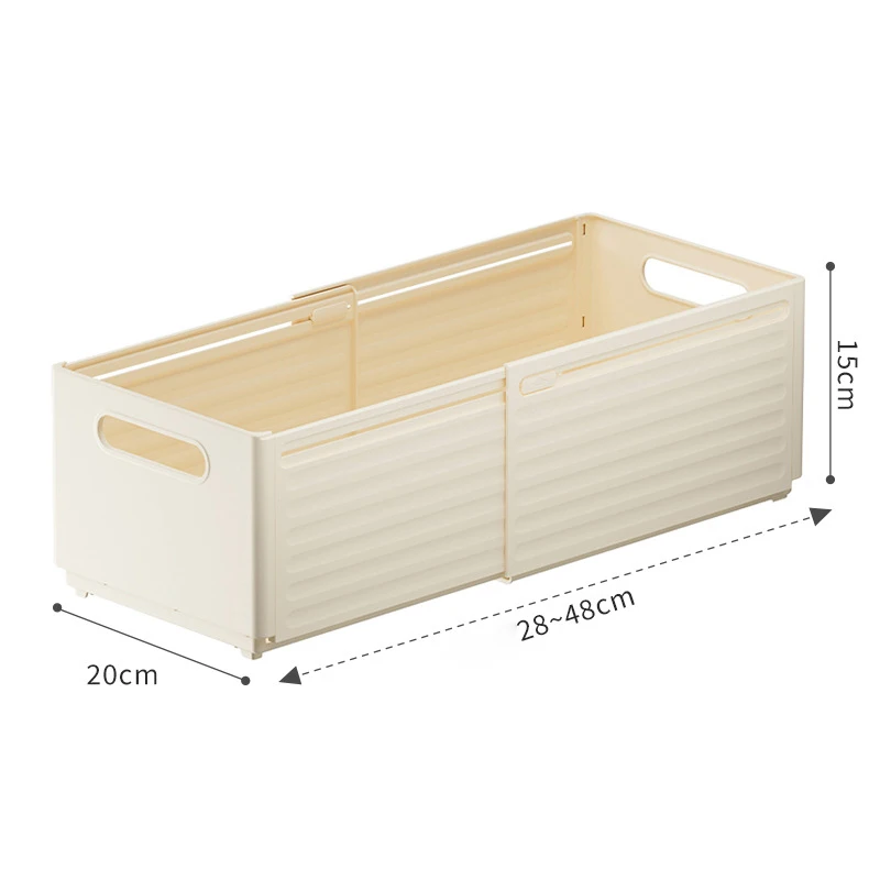 Drawer Basket Telescopic Storage Box Slide Organizer Basket Cabinet Kitchen Drawer Container Household Organization Closet
