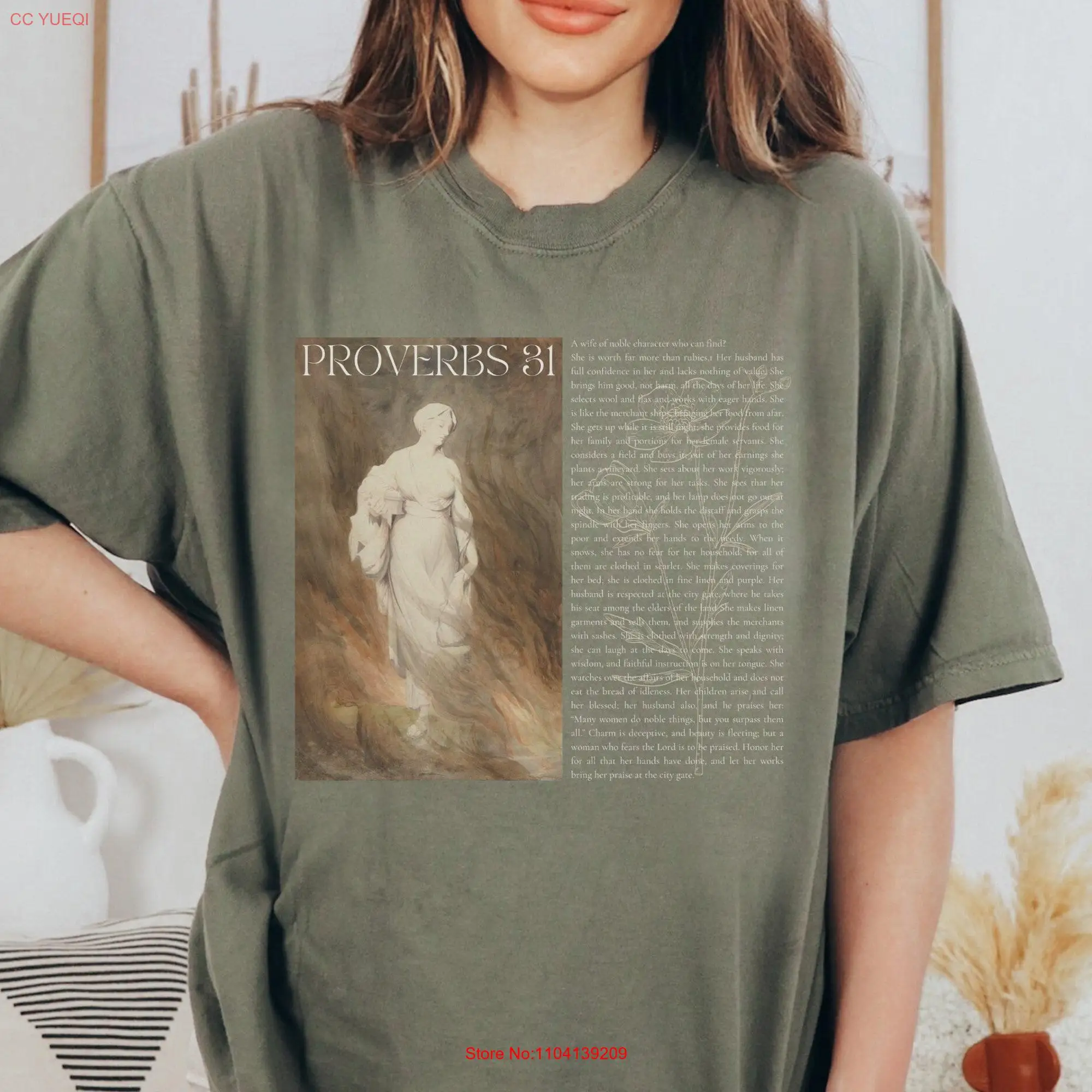 Proverbs 31 Woman Christian Vintage ArT T Shirt Beige Aesthetic Bible Verse for Women Inspirational Faith Apparel