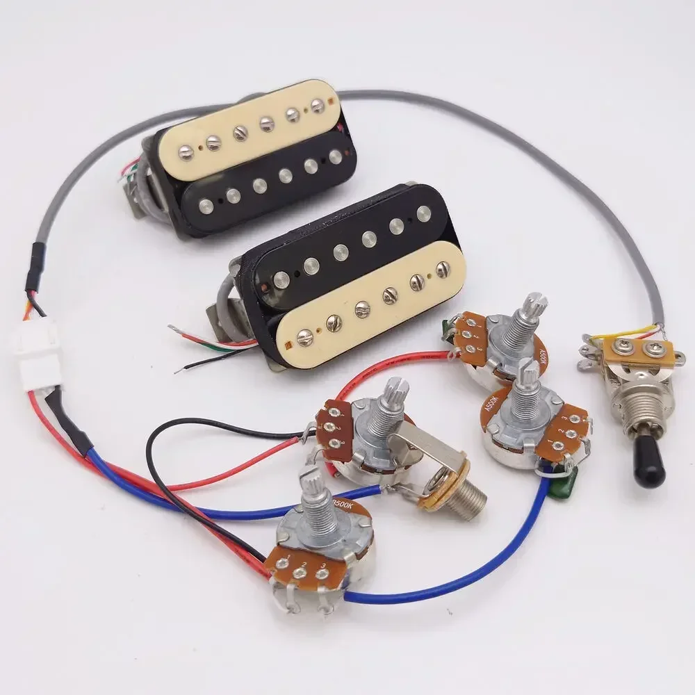 Alnico 2 Classic 57+ Guitar Humbucker Pickup zebra with 4C Wiring Harness for LP Electric Guitar Replacement Parts