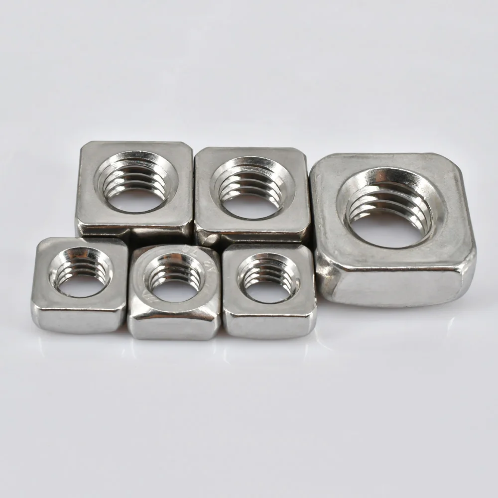 3-100pcs 304 Stainless Steel Metric Threaded Square Nut Foursquare Quadrate High Quality A2-70 M3M4 M5 M6 M8 M10 M12 Square Nuts