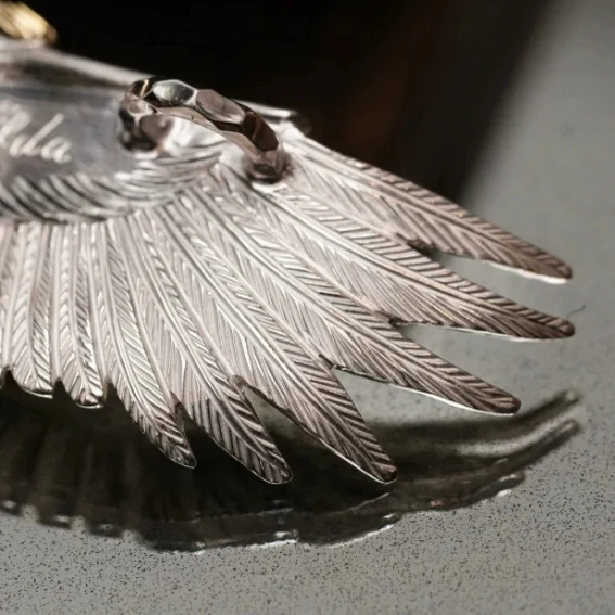 Eagle Wings Double Color American Bohemian Style Pendant Vintage Punk Fashion Jewelry Opal Stone Pendant  Outlined for A...