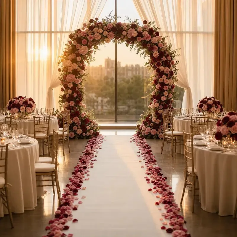 Custom handmade silk rose wedding flower package wholesale arch aisle decorative table ornament color scheme wedding party