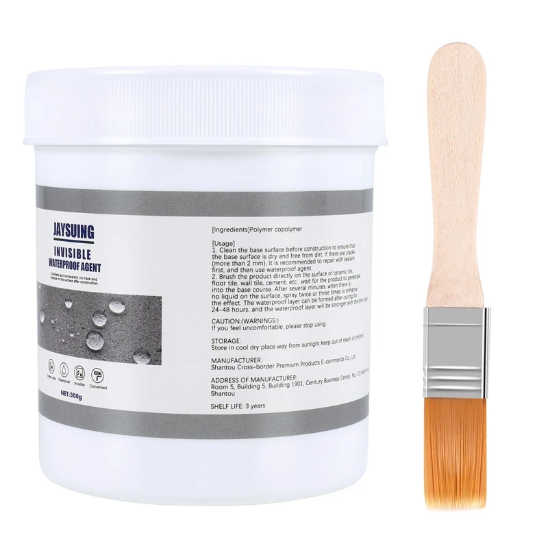 Jaysuing Transparent Waterproof Glue Plus Brush Waterproof Leakproof Water-Based Sealant Anti-Leakage with Brush-A