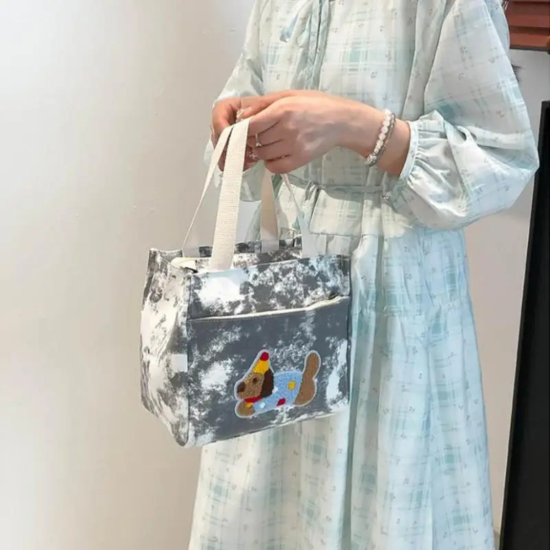 

Cute Sausage Dog Printed Versatile Handbag Cosmetic Storage Bag Daily Office Worker Lunch Tote Bag