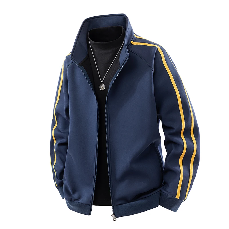 

New Men's Casual Faionable Loose Fit Stand Collar Jaet Outerwear Polyester Fiber Long Sve Zipper Closure No Hat Included