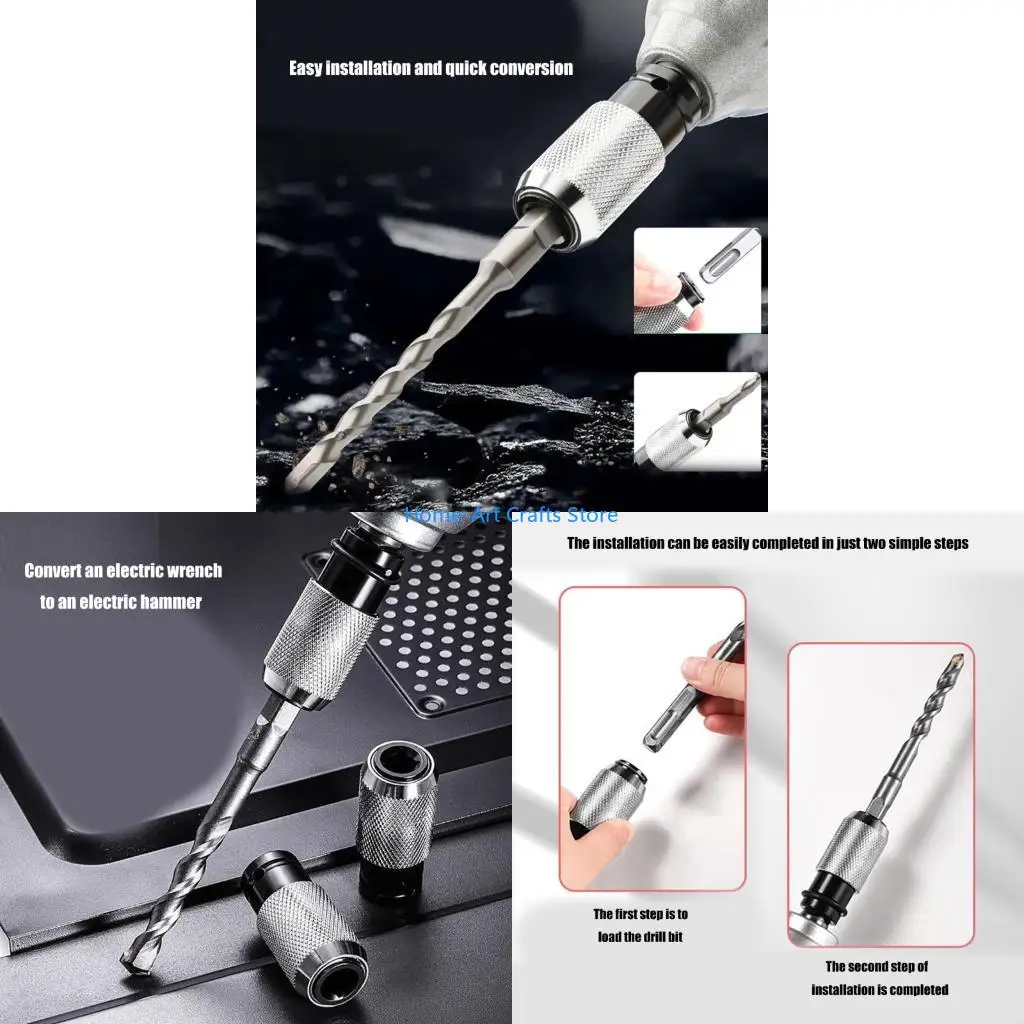 Y3NA Ratcheting Wrench To Hammer Drill Adapter Carbon Steel Electric Drill Wrench Socket Converter For High Torques Tasks