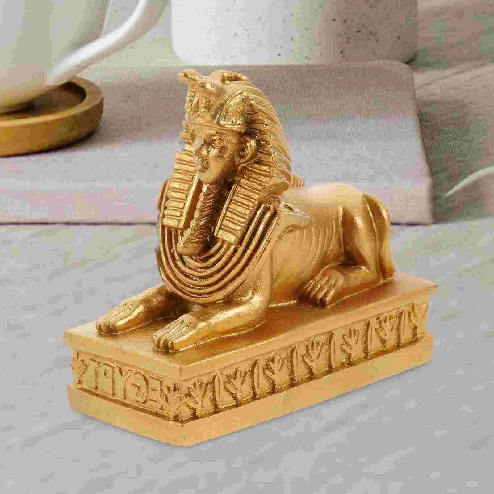 Sphinx Statues Sculpture Decoration Fish Tank Hideout Golden Aquarium Adornment