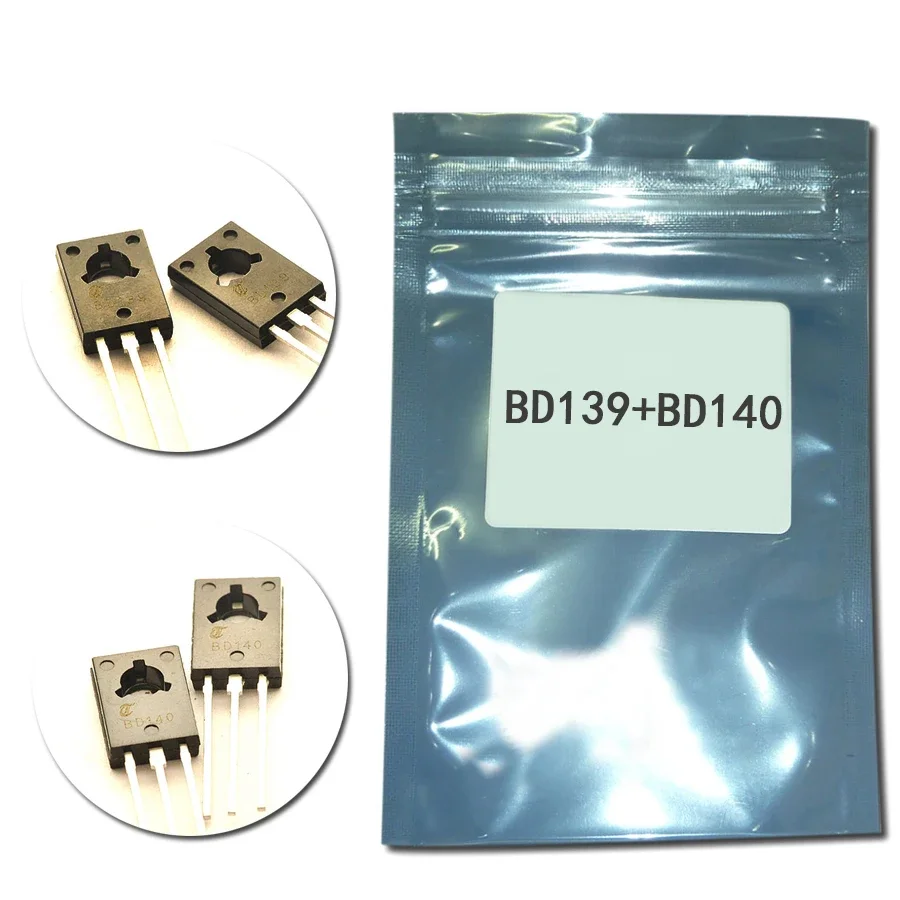 BD139 + BD140 =50pcs TO126 Transistor Set, NPN PNP Transistor 80V 1.5A Electronic Components Silicon Triode Transistors Pack