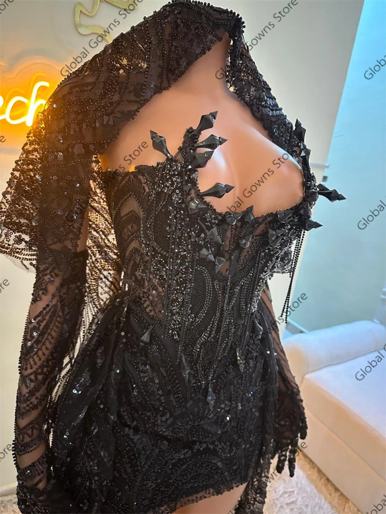 Unique Design Crystal Rhinestones Short Prom Dress 2025 For Black Girl Birthday Party Dress Homecoming Cocktail Dress Customized image 2
