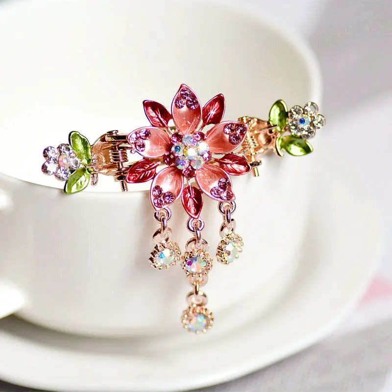 

Vintage Multicolored Flower Tassels Hair Claws for Women Girls Festivals Trendy Hair Clips Female New Headwear Hair Accessories