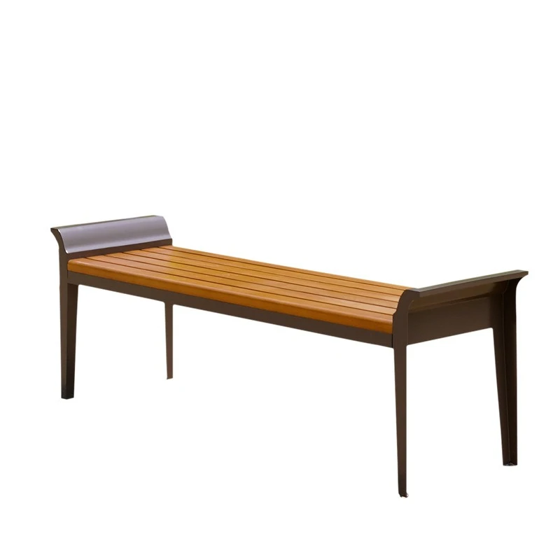 Outdoor park chair, stainless steel seat bench, square garden leisure bench, courtyard open-air scenic area school bench