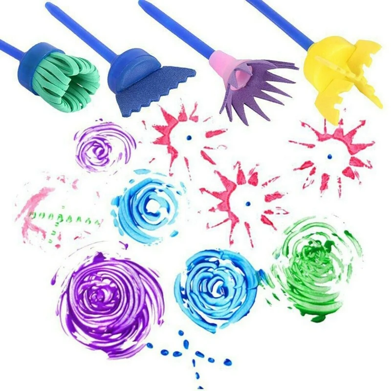 47 Pcs Children Sponge Painting Brushes Set Paint Apron Toys Crafts Kits Toddler Painting Tools