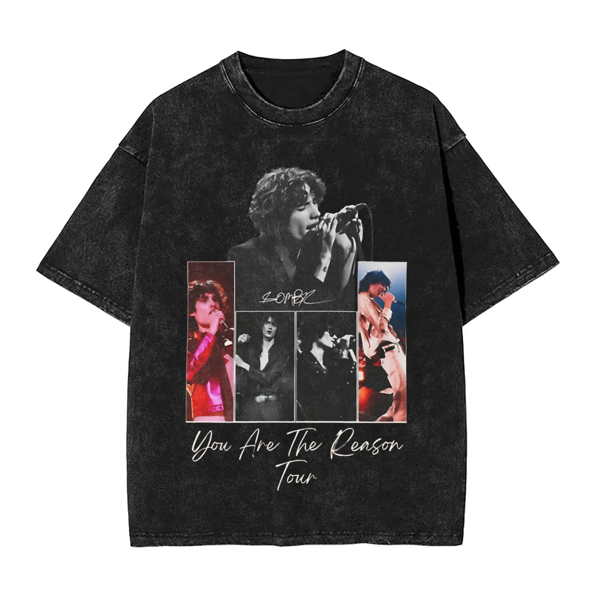 Harajuku Washed Shirts Sombr Youare The Reason World Tour 2026-2027 Merch Vintage T Shirt Oversize  Streetwear