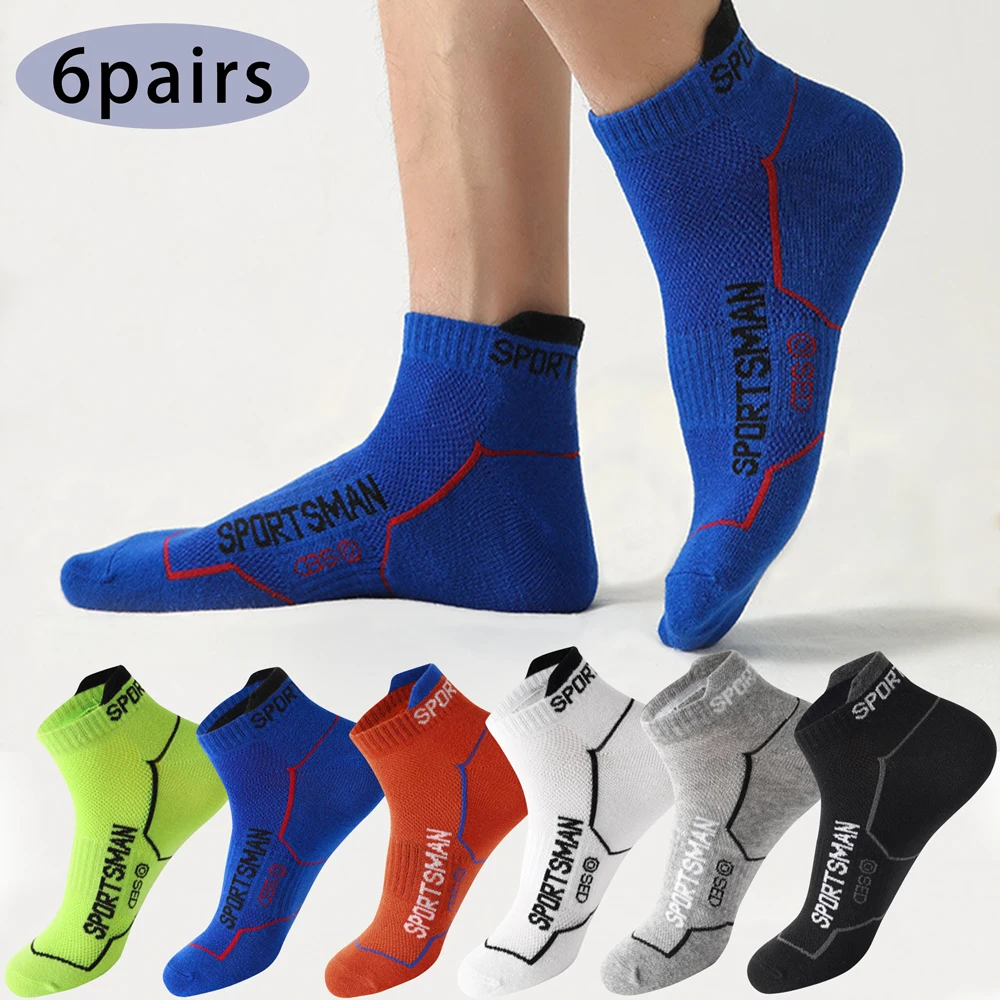 6 paia di calzini da uomo Casual traspirante calzino alla caviglia di alta qualità sport Running calzini da barca alla caviglia cotone corto elastico socetines