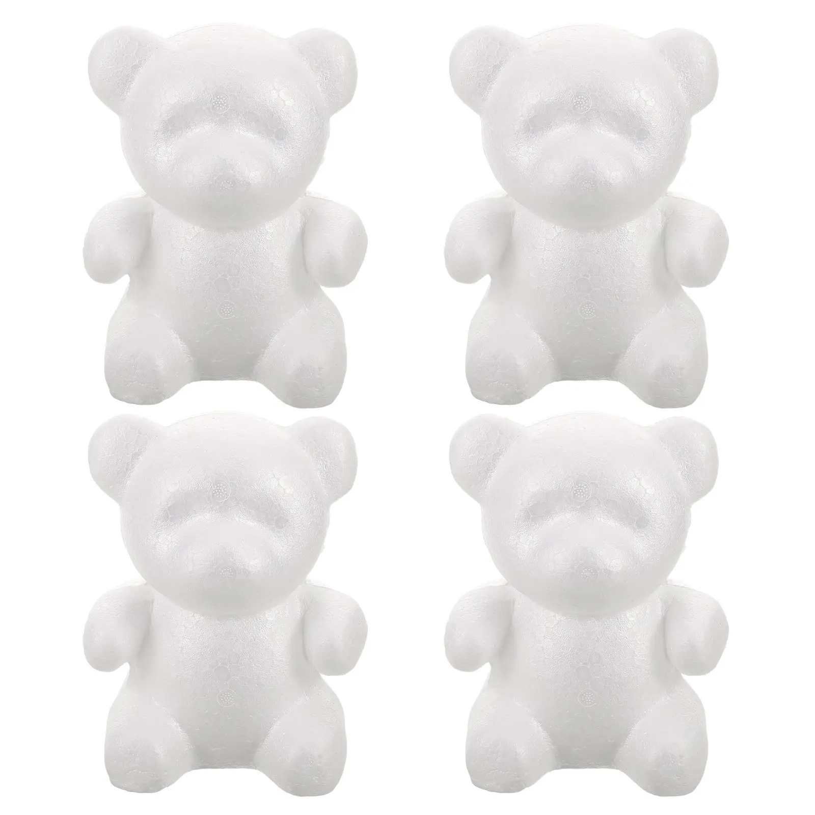 4pcs-foam-bear-diy-paintable-blank-white-sculpture-for-creative-handcraft-floral-decor-miniature-bear-sculptures