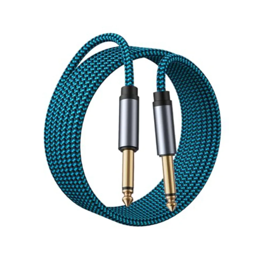 Guitar Cable, 1/4 Inch TS Instrument Cord with 24K Gold-Plated Connectors, Nylon Braided, Noise Reduction Shielding -for Electr