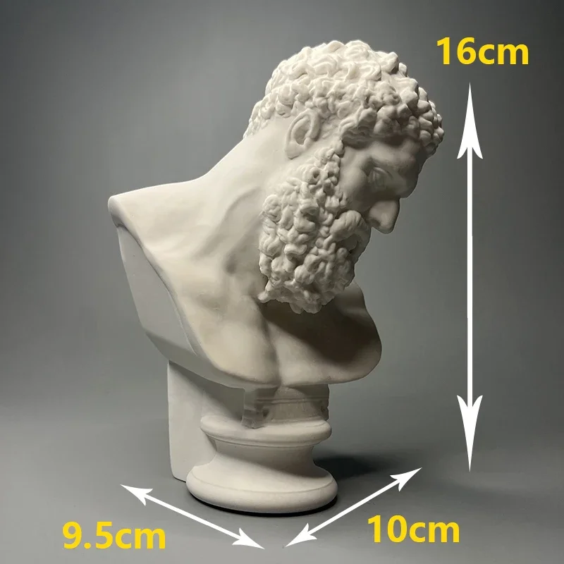 

Retro Roman Art Plaster Sculpture, Cast Head of Hercules, Drawing Teaching Aid, Desktop Decoration, Gift